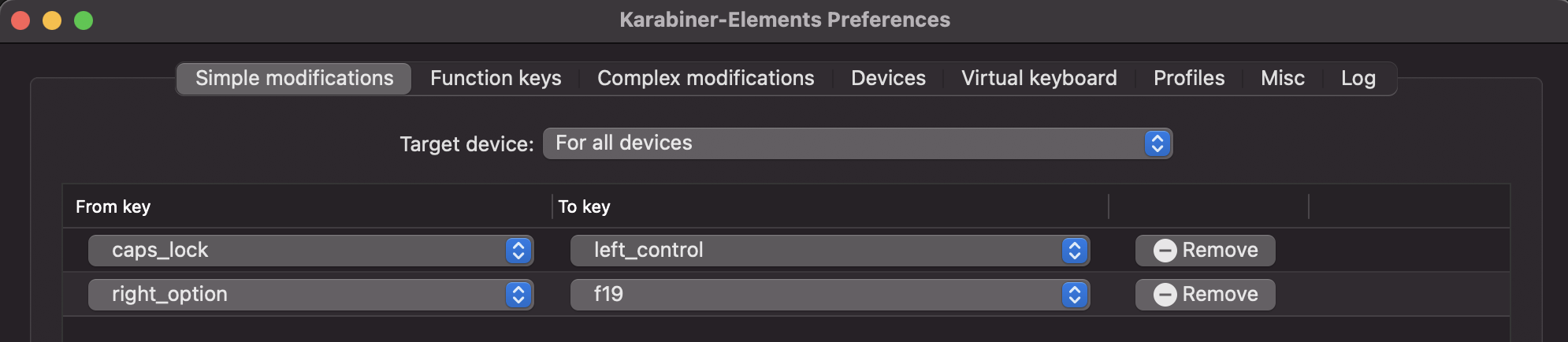 Karabiner Elements Screenshot