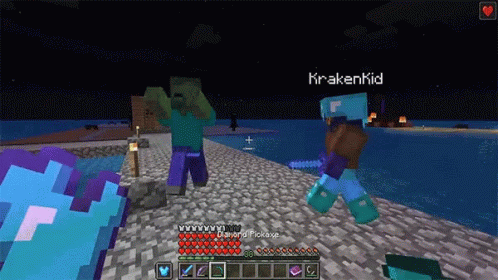 Player killing a zombie in Minecraft