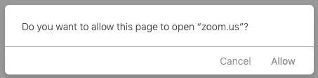 Zoom Launch Confirmation Dialog from Safari